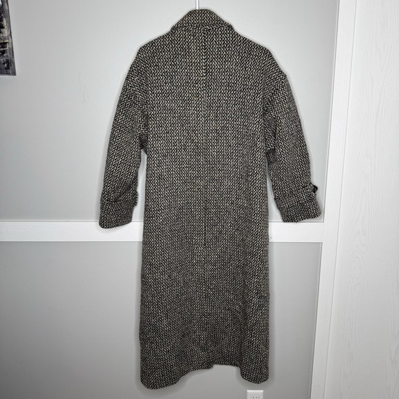 Vintage Jill Tweed Long Coat Women's Sz L Herringbone Wool Overcoat Made USA - Picture 13 of 16